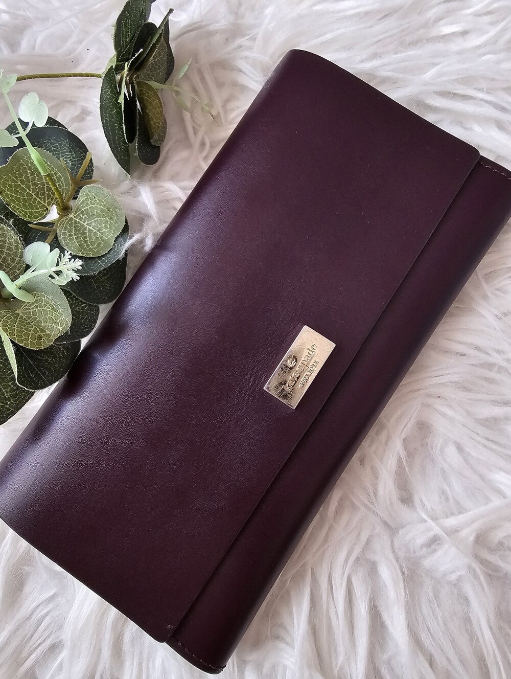 kate spade Plum Leather Clutch Wallet